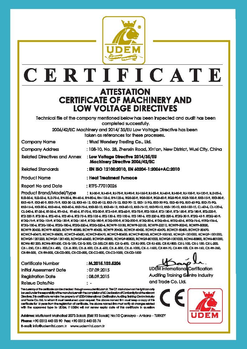 الصين Wuxi Wondery Industry Equipment Co., Ltd الشهادات